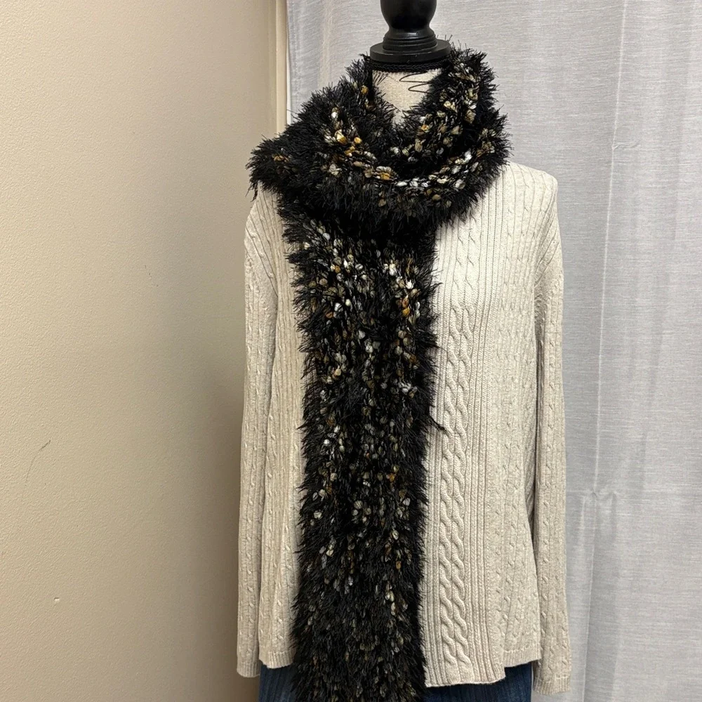 /Stylish Black and Brown Faux fur stretch scarf Sz OS